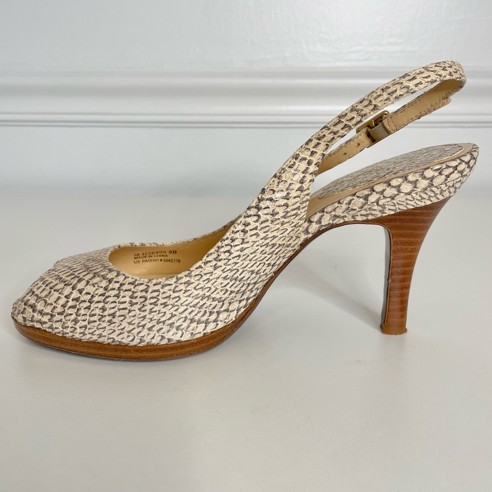 Cole Haan Nike Air Open Toe Cream Snakeskin Slingback Platform Heels 9 - Picture 7 of 12